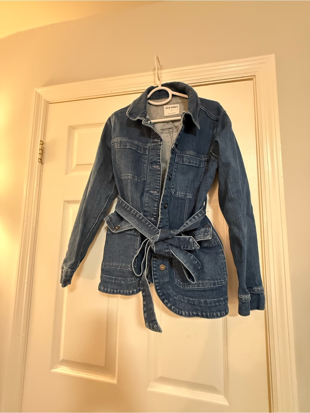 Old Navy Blue Denim Belted Jacket